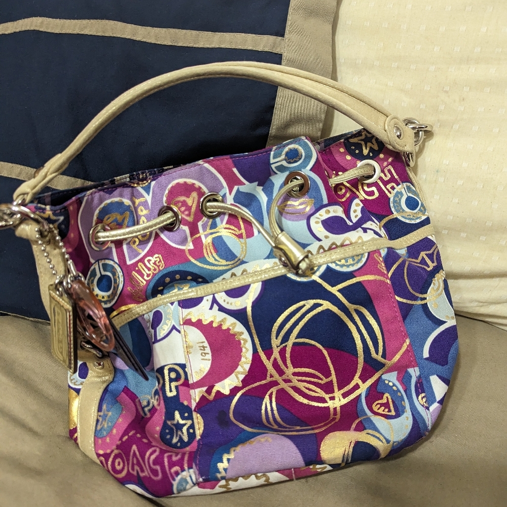 Coach multicolor medium drawstring bag